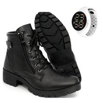 Coturno Feminino Confortável Macio + Relógio Feminino Pulso Led