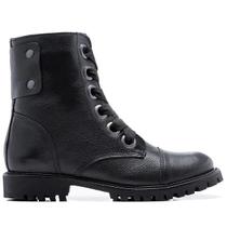 Coturno Feminino Couro Cano Médio Preto Tratorado