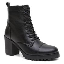 Coturno Feminino Couro Cano Médio Solado Tratorado Moderno Coturno Feminino Couro Cano Médio Solado Tratorado Moderno