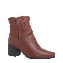 Coturno Feminino Couro Conforto Bottero Salto Grosso 346907 - Conhaque - 38