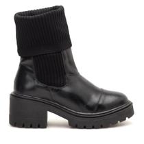 Coturno Feminino Couro Meia Tratorado Calce Fácil Casual Coturno Feminino Couro Meia Tratorado Calce Fácil Casual