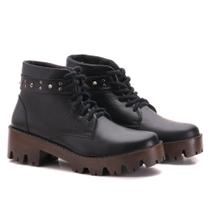 Coturno Feminino Couro Spike Tratorado Moderno Conforto Coturno Feminino Couro Spike Tratorado Moderno Conforto