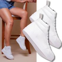 Coturno Feminino Esportivo, kit com 2 Pares Branco para um visual dinâmico e moderno.