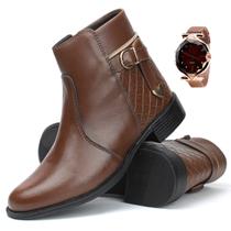 Coturno Feminino Inverno Casual Cano Curto Com Relógio