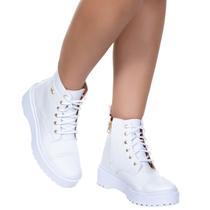 Coturno Feminino Plataforma Militar Blogueira Amarrar Zíper Fecho Classek