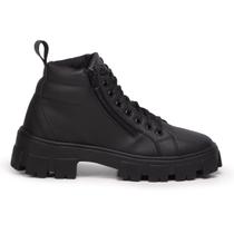 Coturno Feminino Preto Com Sola Tratorada de Borracha Anti-derrpante. Bota Feminina.