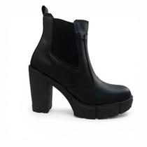Coturno Feminino Salto Bloco Sola Tratorada Chelsea Ankle Boot Coturno Feminino Salto Bloco Sola Tratorada Chelsea Ankle Boot