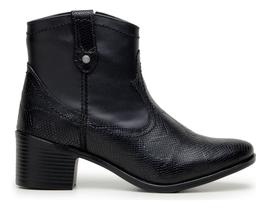 Coturno Feminino Salto Em Couro Bico Fino Cano Médio Preto Coturno Feminino Salto Em Couro Bico Fino Cano Médio Preto
