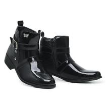 Coturno Feminino Schiareli Cano Baixo Zíper Verniz Casual