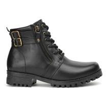 Coturno Feminino Sola Tratorada Bota Confortavel Preto