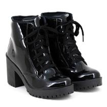 Coturno Feminino Tratorado Verniz Conforto Casual Moda