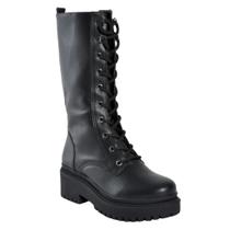 Coturno Feminino Via Marte Cano Alto Tratorado Preto Moderno Confortável Estilo Urbano PRETO 38 Coturno Feminino Via Marte Cano Alto Tratorado Preto Moderno Confortável Estilo Urbano PRETO 38
