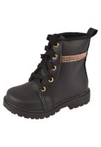 Coturno Infantil Art-C Calçados Bota Criança Cadarço Brilho Strass Preto Coturno Infantil Art-C Calçados Bota Criança Cadarço Brilho Strass Preto