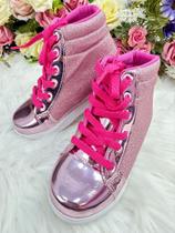 Coturno Infantil Barbie Rose Metalizado C/ Cadarço e Glitter Super luxo festa RO6004RJ