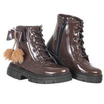 Coturno Infantil Bota menina Montaria Festa Laço Pelúcia Inverno frio Confortável Antiderrapante Leve