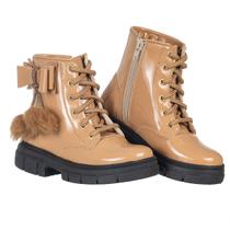 Coturno Infantil Bota menina Montaria Festa Laço Pelúcia Inverno frio Confortável Antiderrapante Leve