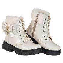 Coturno Infantil Bota menina Montaria Festa Laço Pelúcia Inverno frio Confortável Antiderrapante Leve