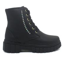 Coturno Infantil Menina Cano Alto Confortável Bota Preto Coturno Infantil Menina Cano Alto Confortável Bota Preto
