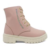 Coturno Infantil Menina Cano Alto Confortável Bota Rosa