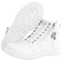 Coturno Masculino Branco Com Ziper Modelo Novo Crshoes 9013