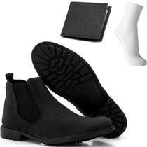 Coturno Masculino Casual Botina Masculina Chelsea + carteira e meia