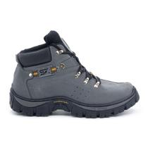 Coturno masculino confortavel palmilha em gel PU, botina adventure em couro