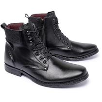 Coturno Masculino Couro Conforto Linha Premium Cor Preto