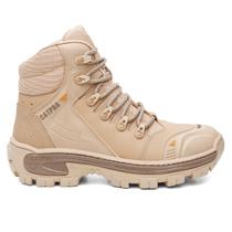 Coturno Masculino Couro Legitimo Cano Medio CATPRO Bota Masculina Certificado C.A Segurança Resistente Trilhas Trabalho Reforçada