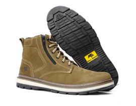 Coturno Masculino Couro Zíper Confortável Casual Oliva 835 Coturno Masculino Couro Zíper Confortável Casual Oliva 835