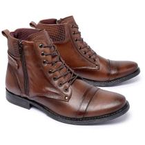 Coturno Masculino Estilo Conforto Couro Linha Premium Cor Café