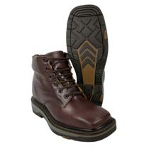 Coturno Masculino Goyazes Bico Quadrado Work Couro Mustang Café Ref.207407CK
