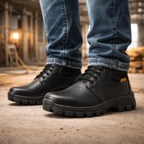Coturno Masculino Preto Para Trabalho Solado Grosso Antiderrapante