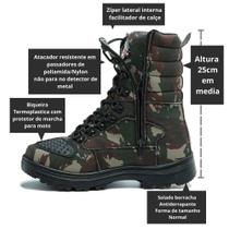 Coturno Militar Bota Tática Zíper Lughato 1907 Camu