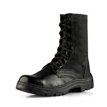 Coturno militar de couro e lona com zíper Coturno militar de couro e lona com zíper