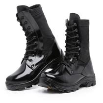 Coturno Militar Em Couro Com Ziper Extra Leve Em Gel - Preto