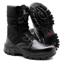 Coturno Militar Em Couro E Lona Cordura Extra Leve Tático Militar Bmbrasil 5150/01 Preto