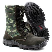 Coturno Militar Em Couro E Lona Cordura Extra Leve Tático Militar Bmbrasil 5150/02 Camuflado