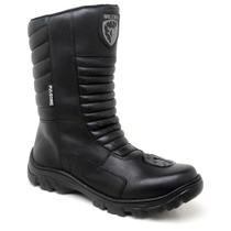 Coturno Militar Motociclista C/ Ziper Bota Tatico Semi Impermeavel Cano Medio Preto