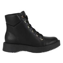 Coturno Moleca Napa Sintética Salto Baixo Feminino Preto