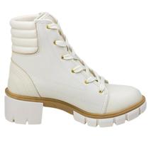 Coturno Moleca Tratorado Cadarços Feminino Off White