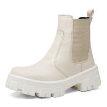 Coturno Nude Ajuste Tornozelo Elástico Cano Médio Oversize Bota Moda Blogueira Tendência 2023