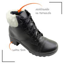 Coturno Pelo FootFlex Salto Médio Cano Baixo Confortável
