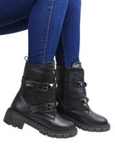 Coturno rocker fivela preto feminino - legut