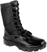 Coturno Tático Militar em Couro, Cano em Nylon Almofadado.