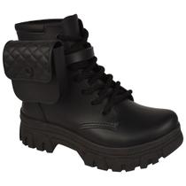 Coturno Tratorado Preto Teen Flatform Bota Infantil Feminino Injetado Nº 29 ao 36 Nº 29 ao 36