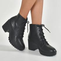 Coturno Via Marte Salto Médio Tratorado Preto