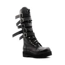 Coturno Vilela Boots Cano Alto Preto Couro Legítimo Fivela e Ilhós Durabilidade, Estilo e Resistência