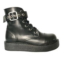 Coturno Vilela Boots Cano Médio Unissex Caveira Spike Fivelas