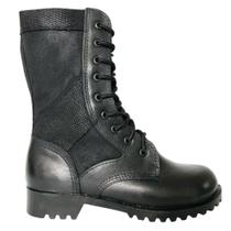 Coturno Vilela Boots Combate Preto Couro Legítimo e Lona