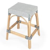 Counter Stool Butler Specialty Company Robias Rattan branco/azul marinho